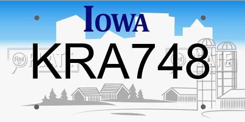 KRA748 Iowa License Plate