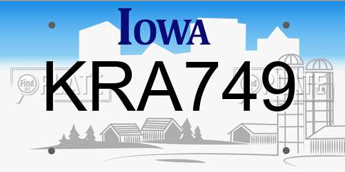 KRA749 Iowa License Plate