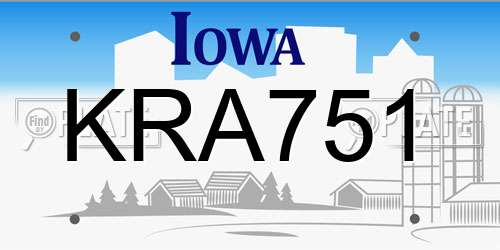 KRA751 Iowa License Plate