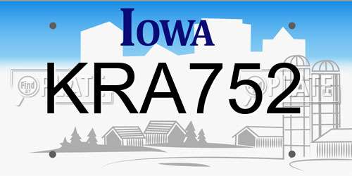 KRA752 Iowa License Plate