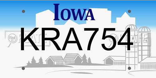 KRA754 Iowa License Plate