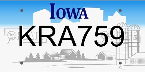 KRA759 Iowa License Plate