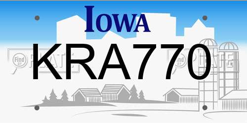 KRA770 Iowa License Plate