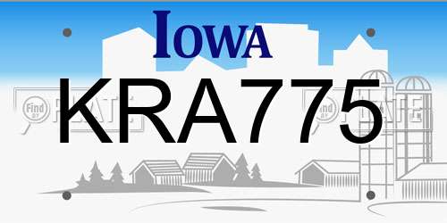 KRA775 Iowa License Plate