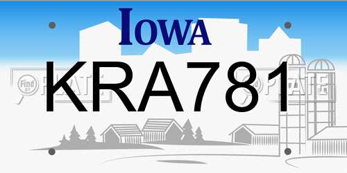 KRA781 Iowa License Plate