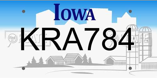 KRA784 Iowa License Plate