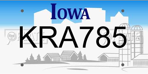 KRA785 Iowa License Plate