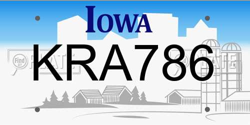 KRA786 Iowa License Plate