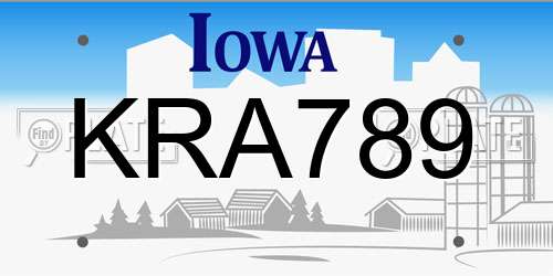KRA789 Iowa License Plate