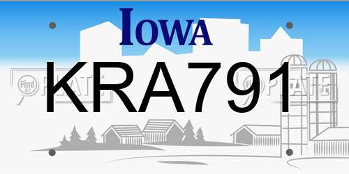 KRA791 Iowa License Plate