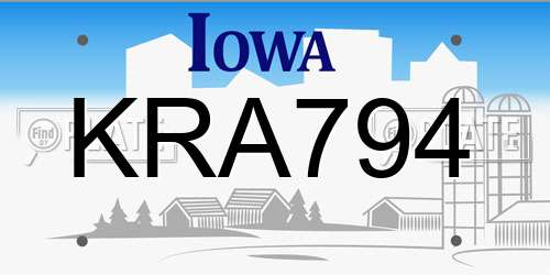 KRA794 Iowa License Plate