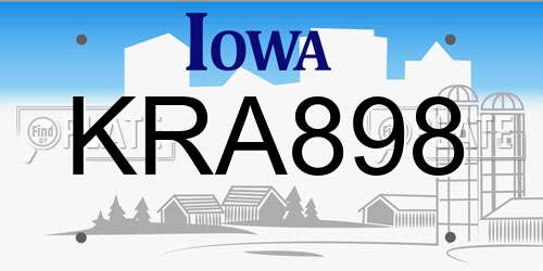 KRA898 Iowa License Plate