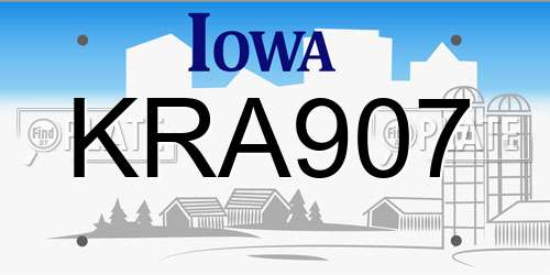 KRA907 Iowa License Plate