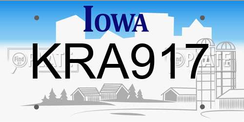 KRA917 Iowa License Plate