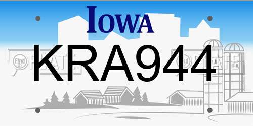 KRA944 Iowa License Plate