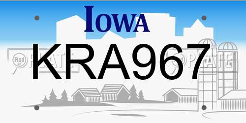 KRA967 Iowa License Plate