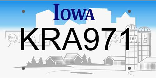 KRA971 Iowa License Plate