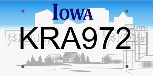 KRA972 Iowa License Plate