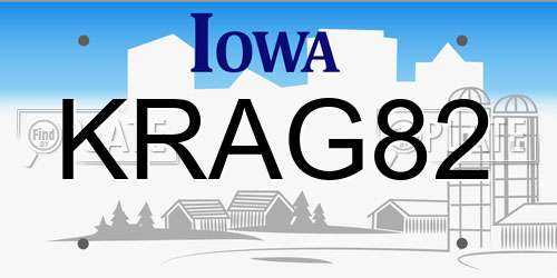 KRAG82 Iowa License Plate