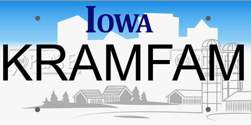 KRAMFAM Iowa License Plate