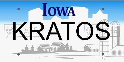 KRATOS Iowa License Plate