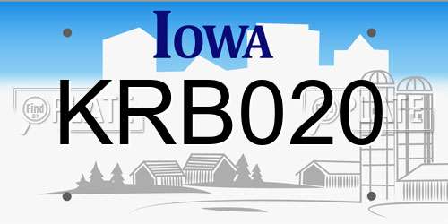 KRB020 Iowa License Plate