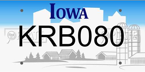 KRB080 Iowa License Plate