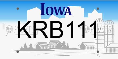 KRB111 Iowa License Plate