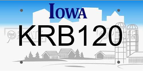 KRB120 Iowa License Plate