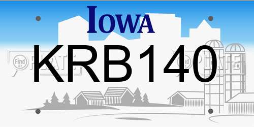 KRB140 Iowa License Plate