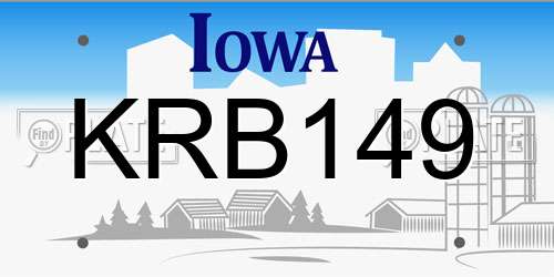 KRB149 Iowa License Plate