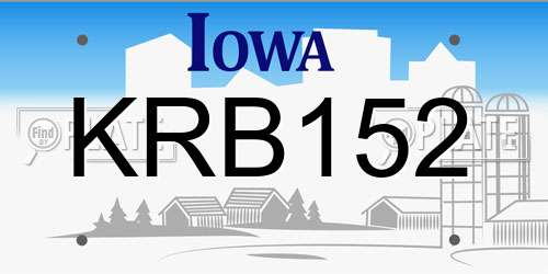 KRB152 Iowa License Plate