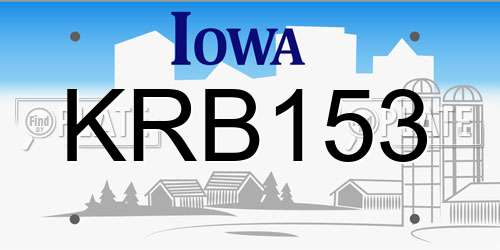 KRB153 Iowa License Plate