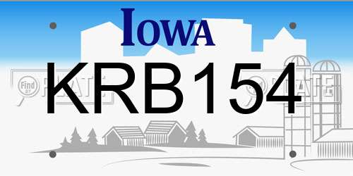 KRB154 Iowa License Plate