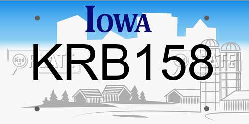 KRB158 Iowa License Plate