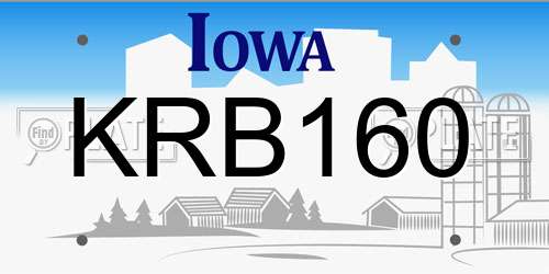 KRB160 Iowa License Plate