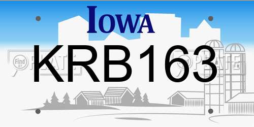 KRB163 Iowa License Plate