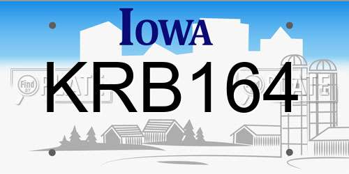 KRB164 Iowa License Plate