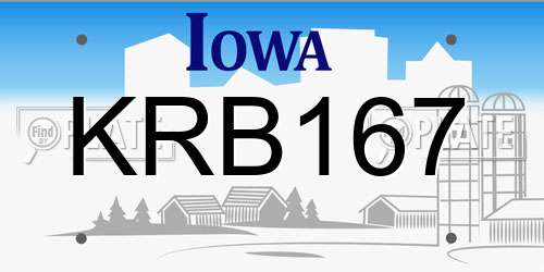 KRB167 Iowa License Plate