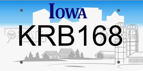 KRB168 Iowa License Plate