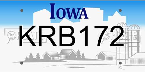 KRB172 Iowa License Plate