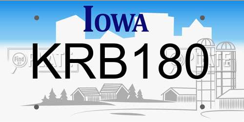 KRB180 Iowa License Plate