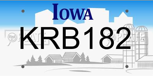 KRB182 Iowa License Plate