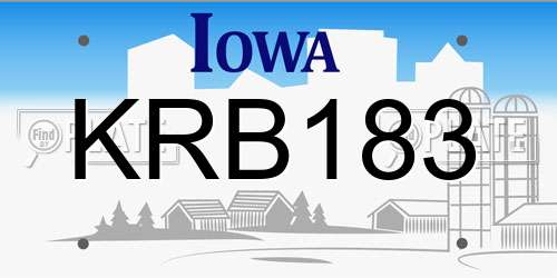 KRB183 Iowa License Plate