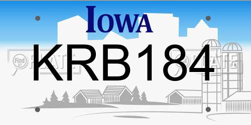 KRB184 Iowa License Plate