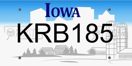 KRB185 Iowa License Plate