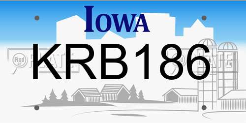 KRB186 Iowa License Plate