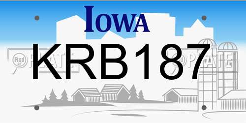 KRB187 Iowa License Plate