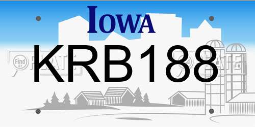 KRB188 Iowa License Plate