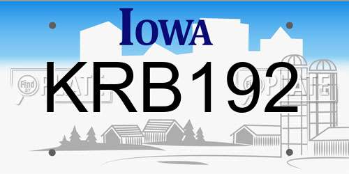 KRB192 Iowa License Plate